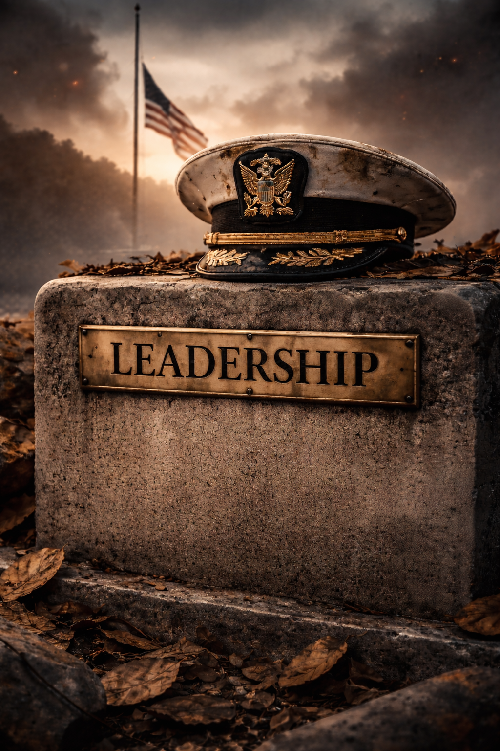 A weathered monument symbolizing the collapse of leadership and accountability